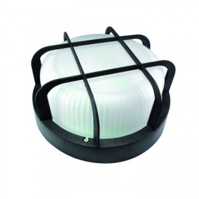 Aplique LED de pared redondo, 6W, IP44, con defensa